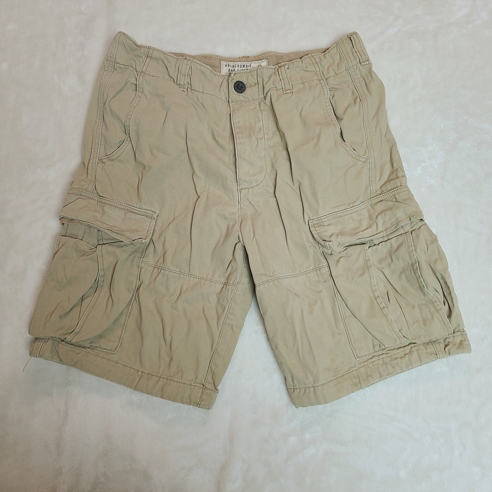 Vintage Abercrombie & Fitch Cargo Shorts Sz 32 Drawstring Heavyweight Button Fly